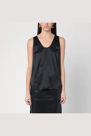 Max Mara Top nero in raso di seta