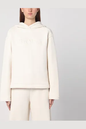 Max Mara Felpa con cappuccio bianca in cotone