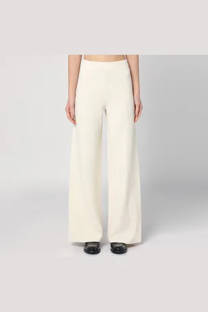 Max Mara Pantalone wide leg avorio in maglia di viscosa