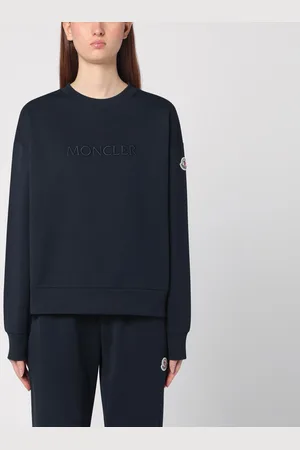 Moncler Felpa blu in cotone con logo