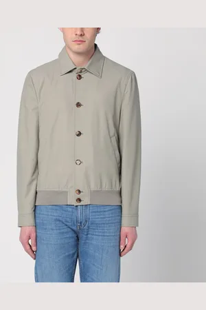 Brunello Cucinelli Bomber verde kaki in misto cotone