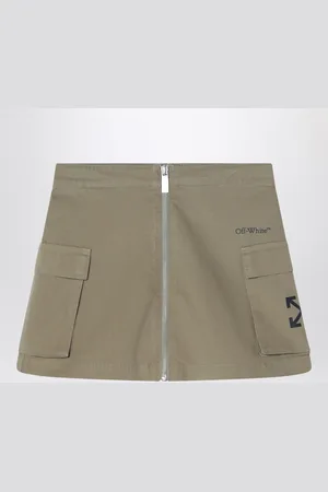 OFF-WHITE Gonna con zip color kaki in cotone