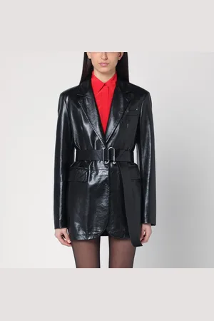 Sportmax Giacca lunga nera in pelle