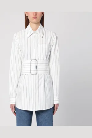 Burberry Camicia a righe in cotone con cintura