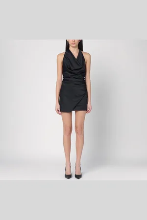 The Andamane Mini abito nero con scollo drappeggiato