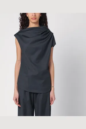 Loulou Studio Top asimmetrico nero in lana