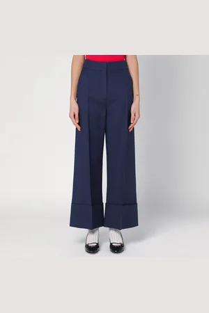 VALENTINO Pantalone indaco in lana e seta