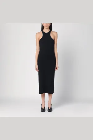 Courrèges Abito midi nero a costine