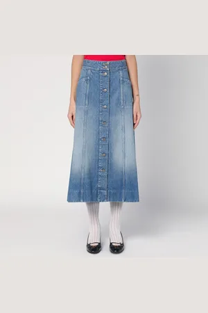 VALENTINO Gonna midi in denim slavato