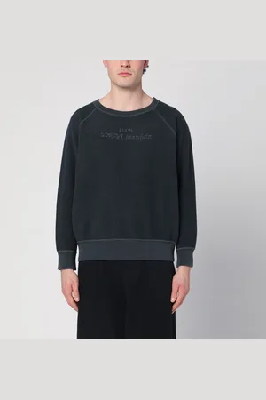 Maison Margiela Felpa nera slavata in cotone con logo