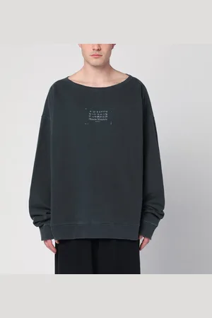 Maison Margiela Felpa nera slavata con logo stampato