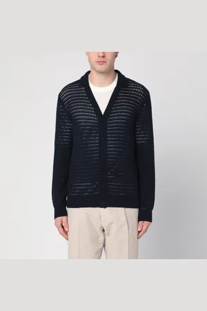 Roberto Collina Cardigan traforato blu navy in cotone