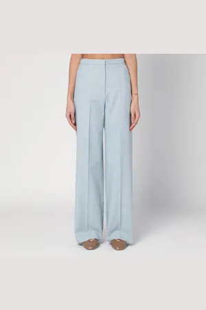 Loulou Studio Pantalone grigio nebbia in misto cotone