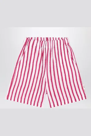 DOUUOD Bermuda bianco/rosso a righe in lino