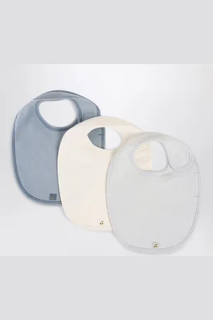 BONPOINT Set di tre bavaglini in cotone azzurri