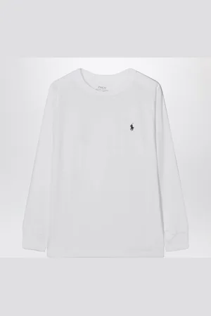 Ralph Lauren T-shirt a manica lunga bianca in cotone con logo