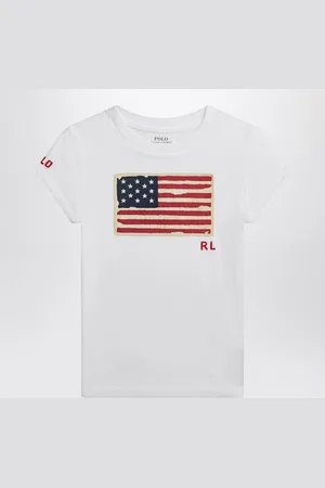 Ralph Lauren T-shirt bianca in jersey con bandiera