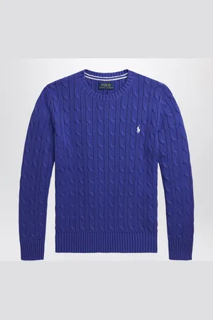 Ralph Lauren Maglia girocollo blu acceso a trecce