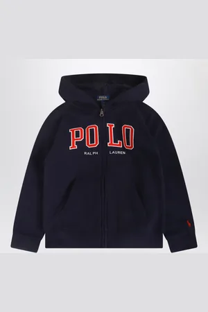Ralph Lauren Felpa con zip e cappuccio blu navy con logo