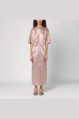 Loulou Studio Abito lungo rosa antico in lino e seta