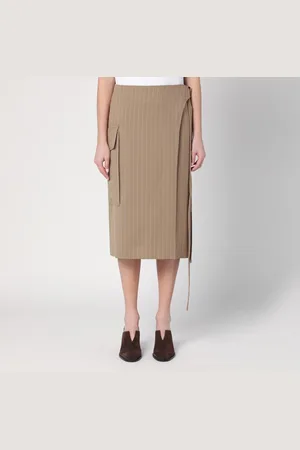 Victoria Beckham Gonna a portafoglio color sabbia gessata