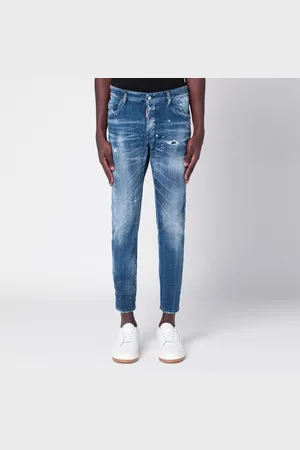 Dsquared2 Jeans blu slavato con strappi e schizzi