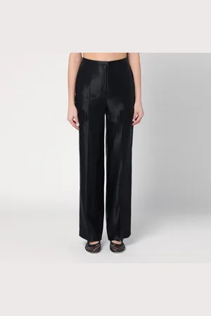 Loulou Studio Pantalone ampio nero in lino e seta