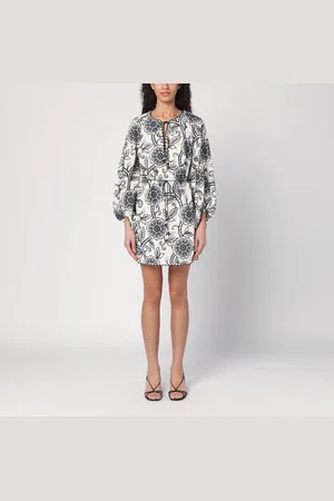 ZIMMERMANN Mini abito Tallow avorio/nero in lino