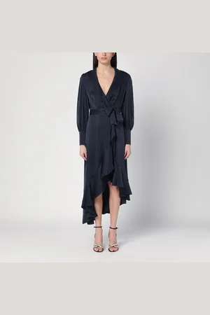 ZIMMERMANN Abito midi a portafoglio blu navy