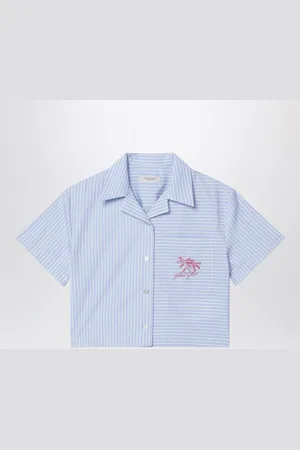 Golden Goose Camicia azzurra a righe in cotone