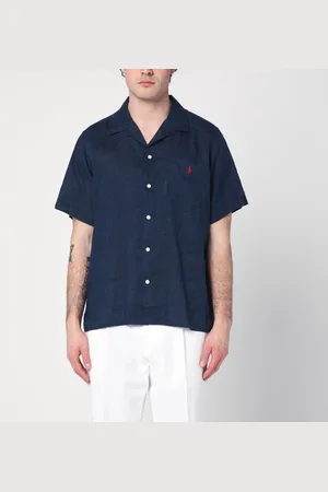 Ralph Lauren Camicia blu navy in lino Custom-Fit