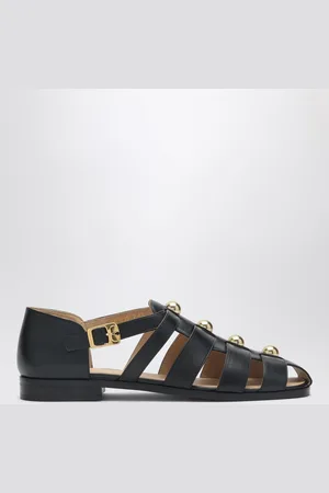 VALENTINO GARAVANI Sandalo Fisherman in pelle nero con borchie