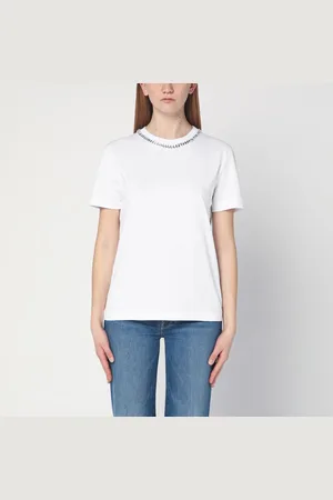SEMICOUTURE T-shirt Elodie bianca con ricamo strass