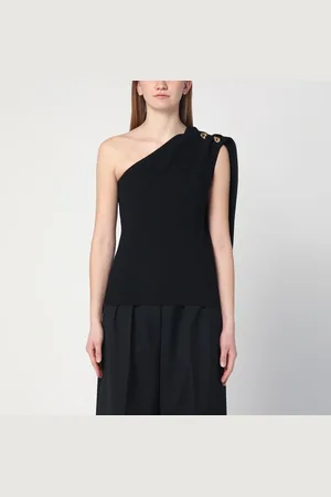 Bottega Veneta Top nero in crêpe di viscosa e lana