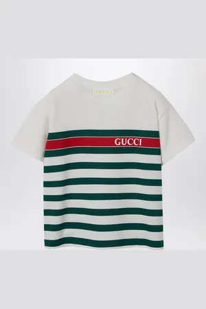 Gucci T-shirt bianca a righe con logo