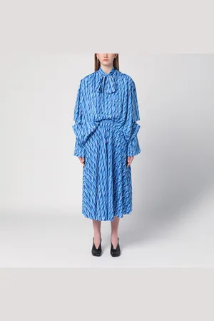 Balenciaga Abito midi con fiocco con stampa blu