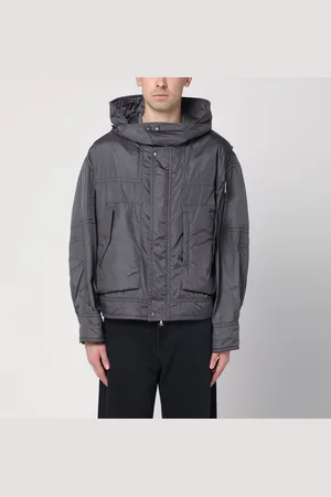 DRIES VAN NOTEN Giubbotto bomber in satin grigio scuro