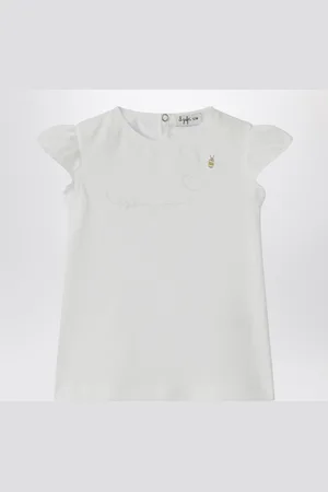 Il gufo T-shirt bianca con maniche con volant