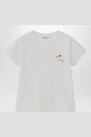 Il gufo T-shirt bianca con ricamo logo