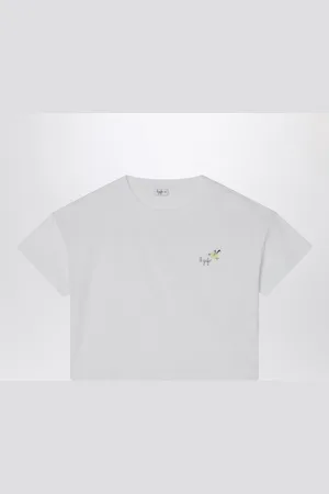 Il gufo T-shirt bianca con ricamo logo