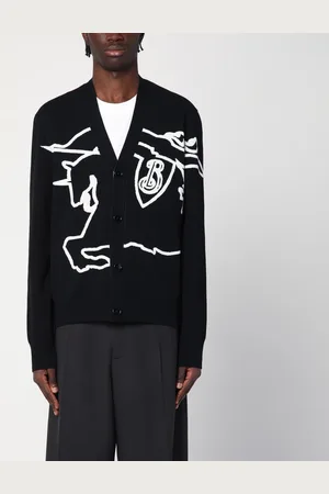 Burberry Cardigan nero/bianco gesso con EKD