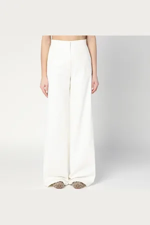 Max Mara Pantalone dritto bianco in cotone