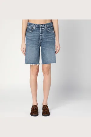 AGOLDE Short a taglio vivo in denim blu