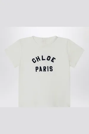Chloé T-shirt bianca in cotone con ricamo logo