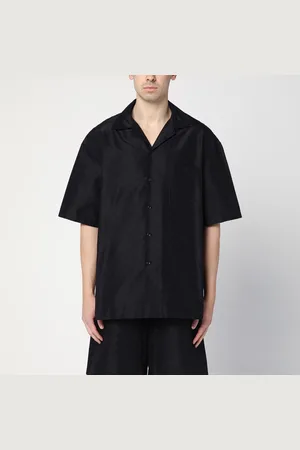 Gucci Camicia nera in misto seta con GG