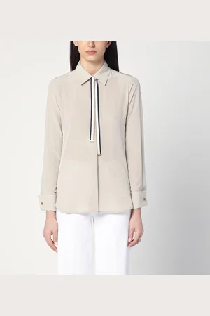 Max Mara Camicia beige in seta con cravatta