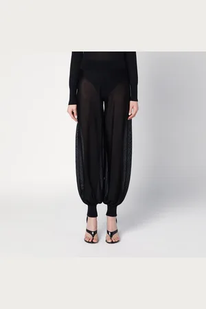 Alaïa Pantaloni a palloncino nero in maglia di viscosa