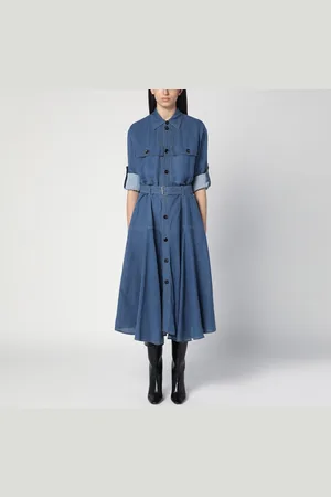 Bottega Veneta Abito chemiser blu in misto lino