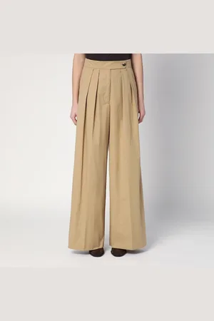 DRIES VAN NOTEN Pantaloni larghi con pieghe in twill di cotone