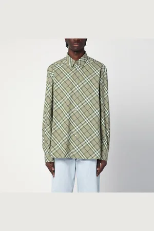 Burberry Camicia Saxon Green con motivo Check